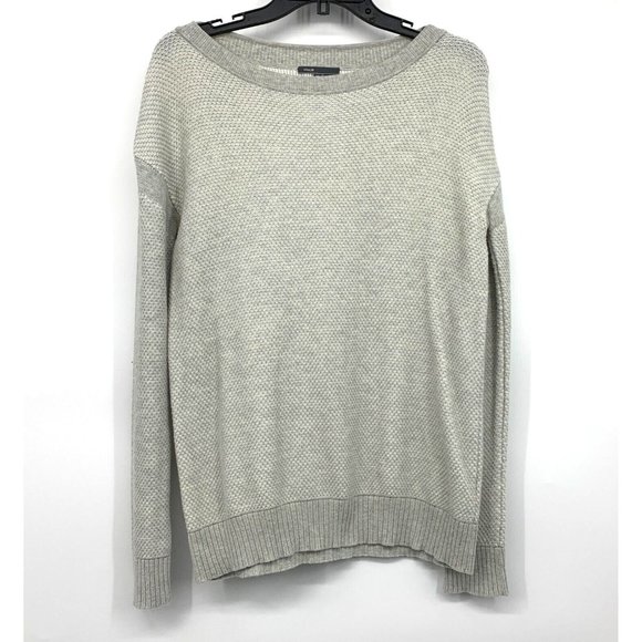 Vince Sweater Color Jacquard Gray Crewneck Long Sleeve Pullover - Picture 2 of 10